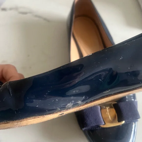 Salvatore Ferragamo Navy Blue Flats - Picture 7 of 10